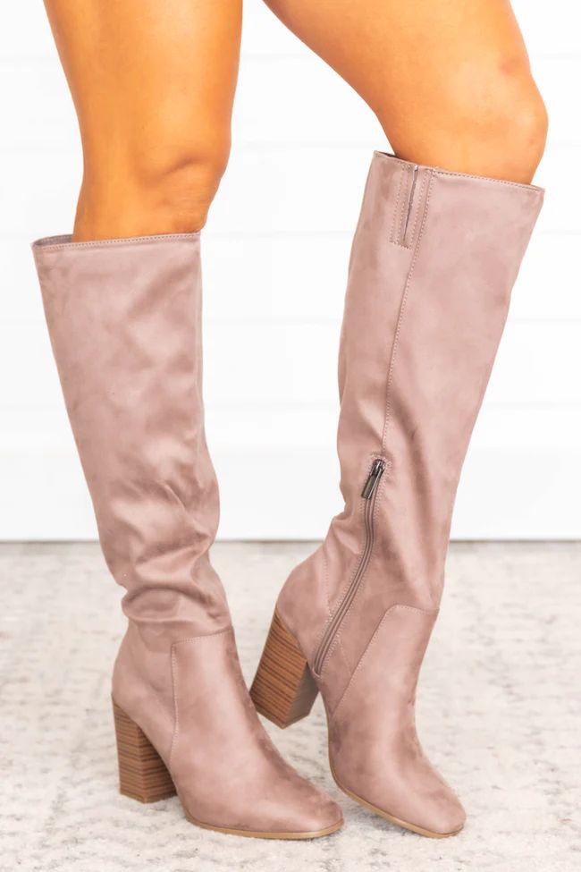 Shana Knee High Taupe Boots | The Pink Lily Boutique