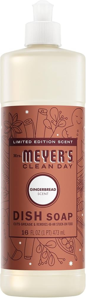 MRS. MEYER'S CLEAN DAY Liquid Dish Soap, Limited Edition Gingerbread Scent, 16 Ounce Bottle     C... | Amazon (US)