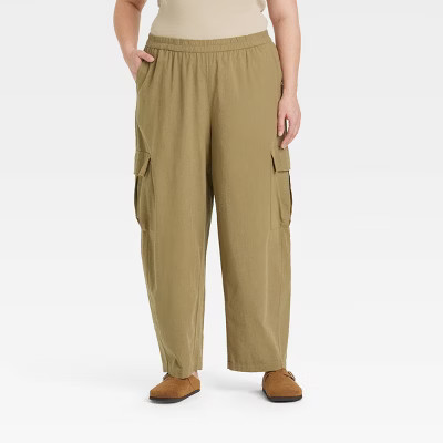 Women's Mid-Rise Relaxed Fit Pull-On Cargo Pants - Universal Thread™ Moss Green 3X | Target