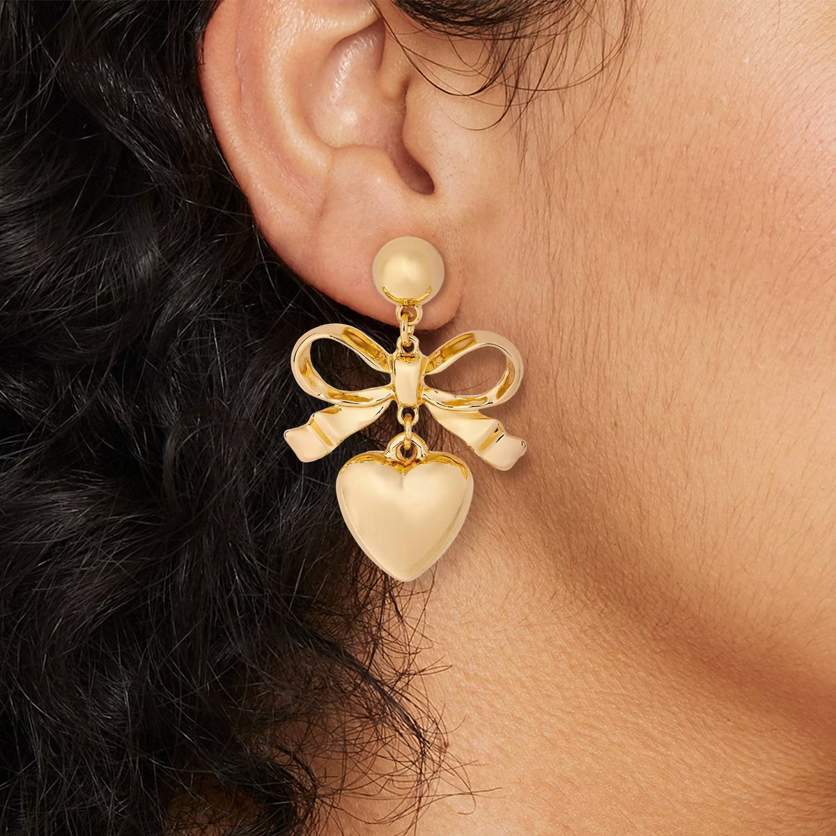 Bow and Heart Drop Earrings - Wild Fable™ Gold | Target