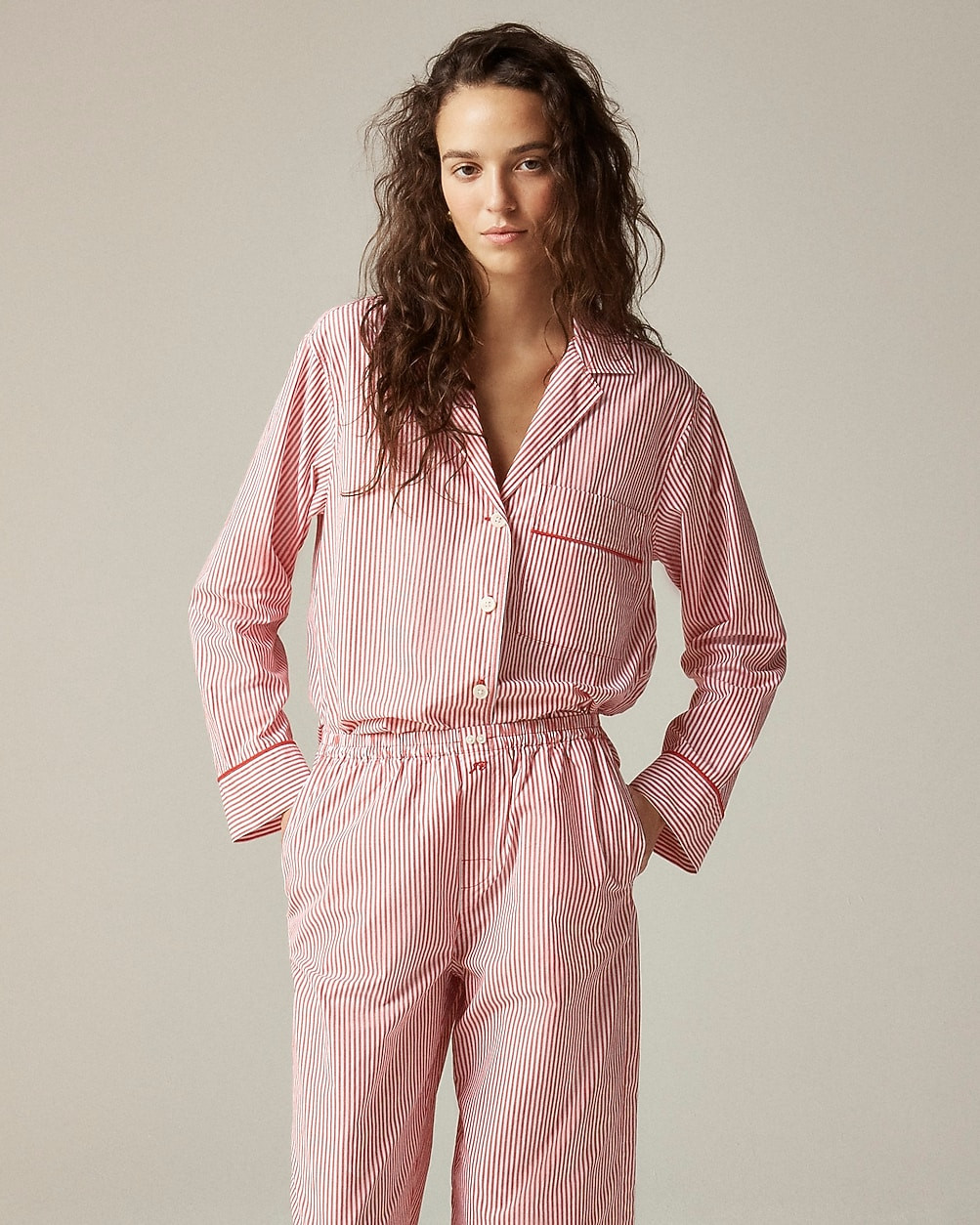 Pajama pant set in striped cotton poplin | J. Crew US