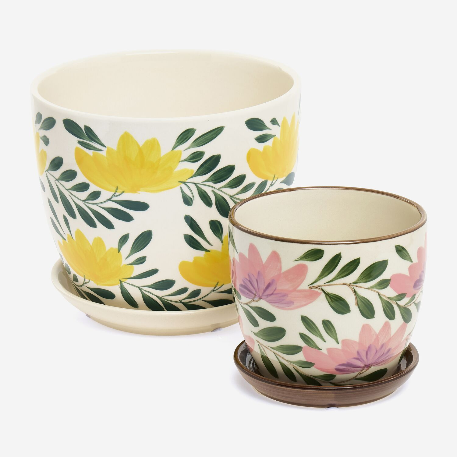 Multicolour Glazed Floral Planter | TK Maxx