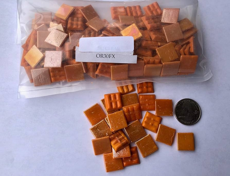 Hakatai Glass Mosaic Tile 5/8" - 1/2 Pound Orange Tile (Orange) | Amazon (US)