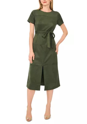 Women's Short Sleeve Tie Waist Midi Dress | Belk