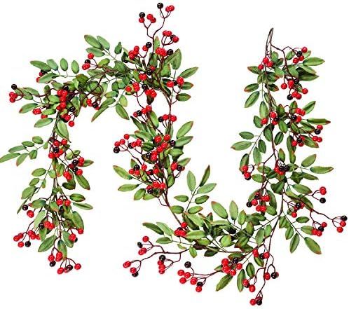 Artiflr 5.83 FT Red Berry Christmas Garland with Pine Cone Garland Artificail Berry Garland Indoo... | Amazon (US)