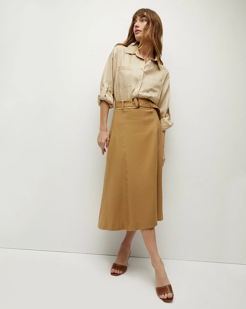 Arwen Stretch-Linen Skirt | Veronica Beard