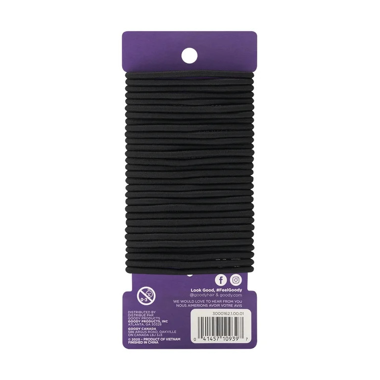 Goody Ouchless No‑Metal Braided Hair Ties, Black, 30 Count | Walmart (US)
