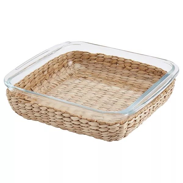 Dolly Parton Square Glass Baker with Wicker Basket | Kohl's