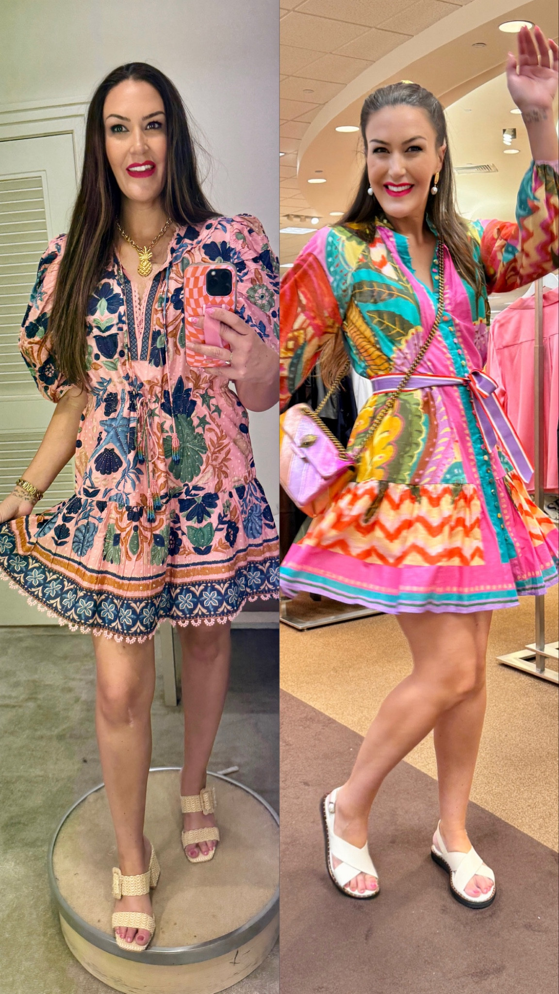Which outfit for Kentucky Derby?!

Left Outfit: Dress runs TTS, wearing size Small. Shoes run small, went up one to size 9.

Right Outfit: Dress runs big, went down one to size 2. Shoes run big, went down 1/2 to size 7.5.

#LTKparties #LTKSeasonal #LTKstyletip