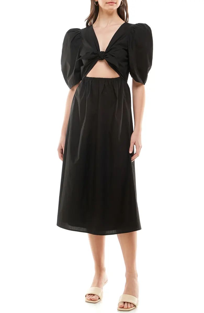 Peggy Cutout Puff Sleeve Midi Dress | Nordstrom