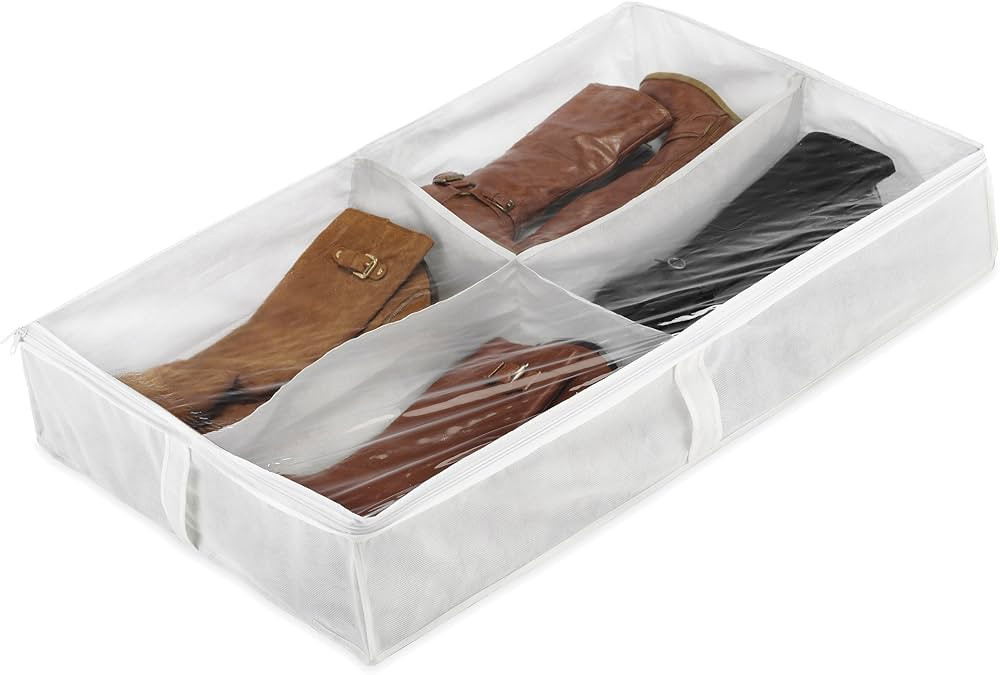 Whitmor Underbed Boot Bag, 4 Section, White | Amazon (US)