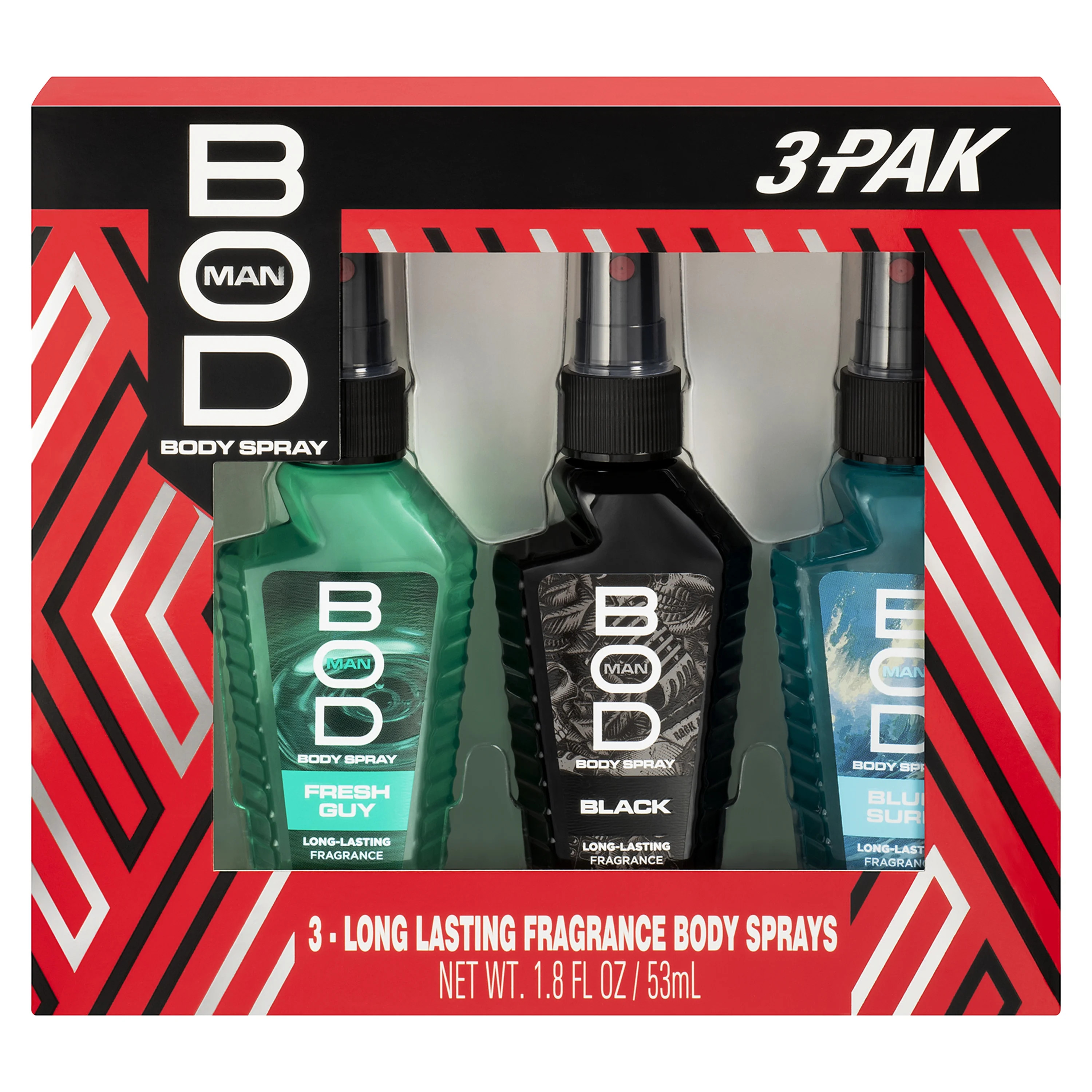 BOD Man Body Spray Gift Set, Black, Fresh Guy, Blue Surf, 3 Piece - Walmart.com | Walmart (US)