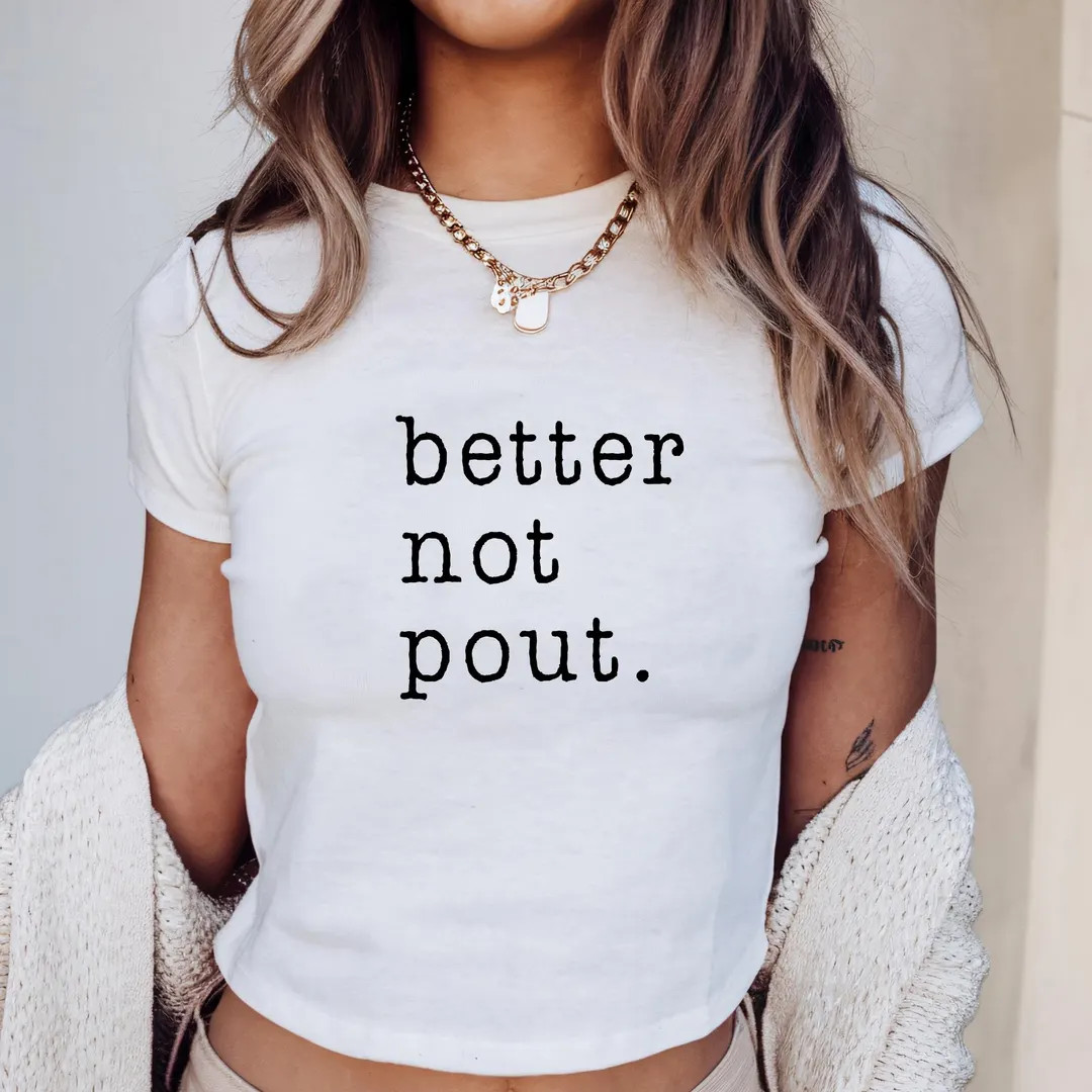 Better Not Pout, Christmas Baby Tee Tshirt, Christmas Gifts for Women, Christmas Gift for Her, Ch... | Etsy (US)