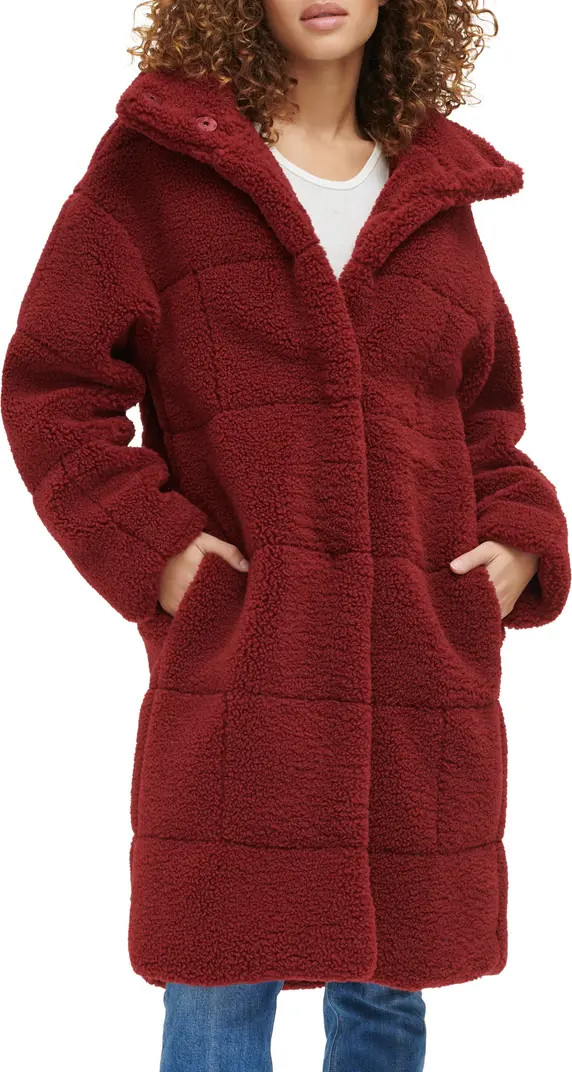 Quilted Fleece Long Teddy Coat | Nordstrom