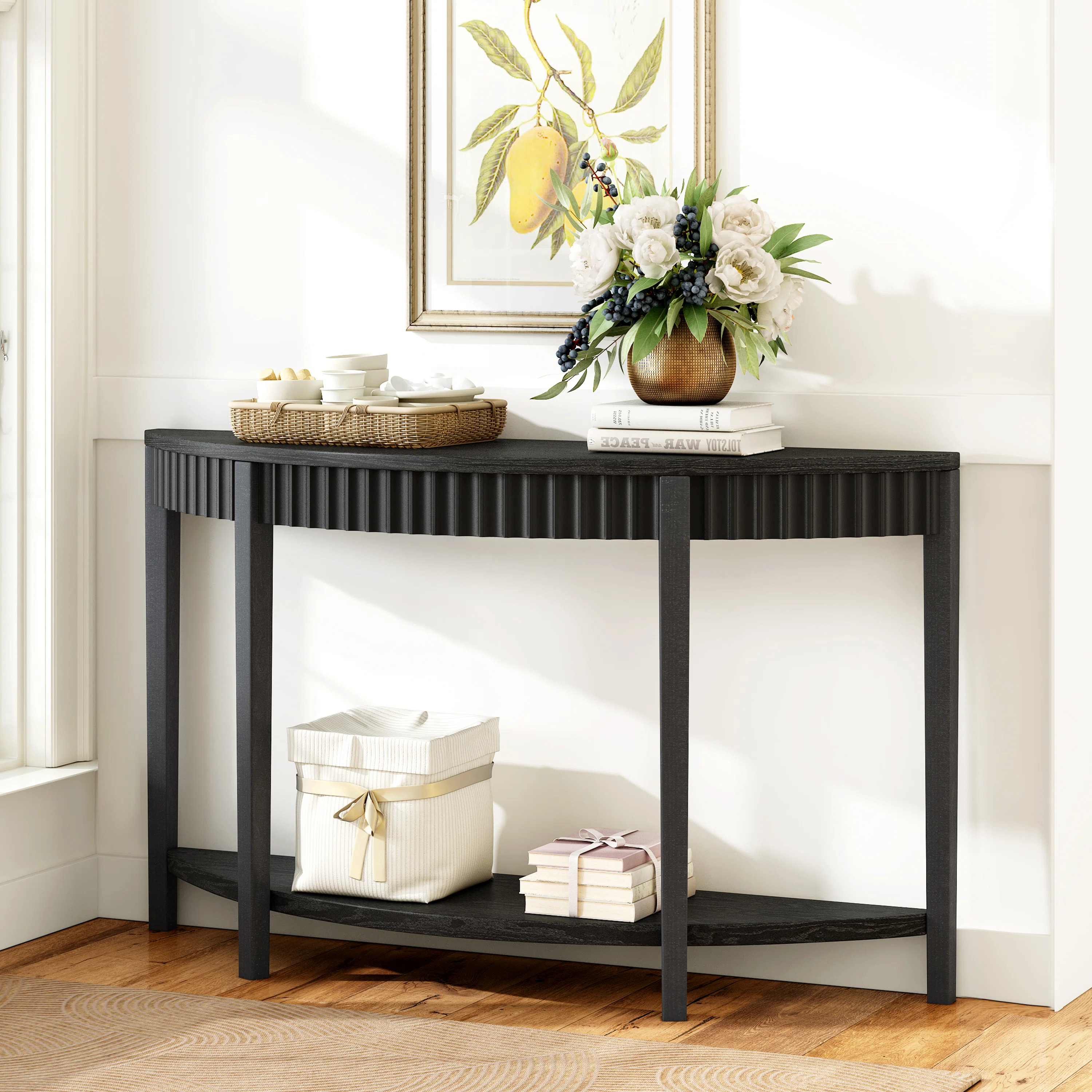 Latitude Run® Sunny Half-Moon Wooden Console Table With Open Shelf | Wayfair | Wayfair North America