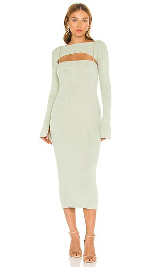 X REVOLVE Paloma Bodycon Midi Dress in Sage | Revolve Clothing (Global)