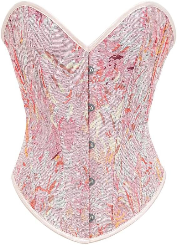 Alivila.Y Fashion Womens Vintage Floral Denim Overbust Corset Bustier Top | Amazon (US)