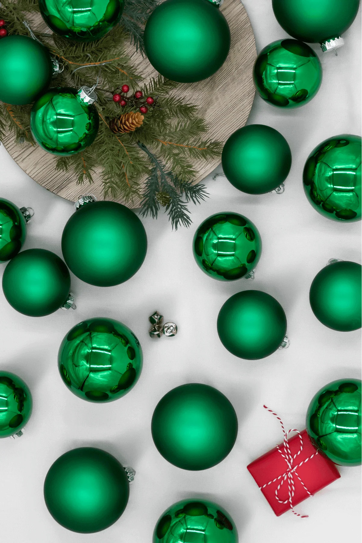 Green Essential Glass Ornaments (24 Pack) | King of Christmas