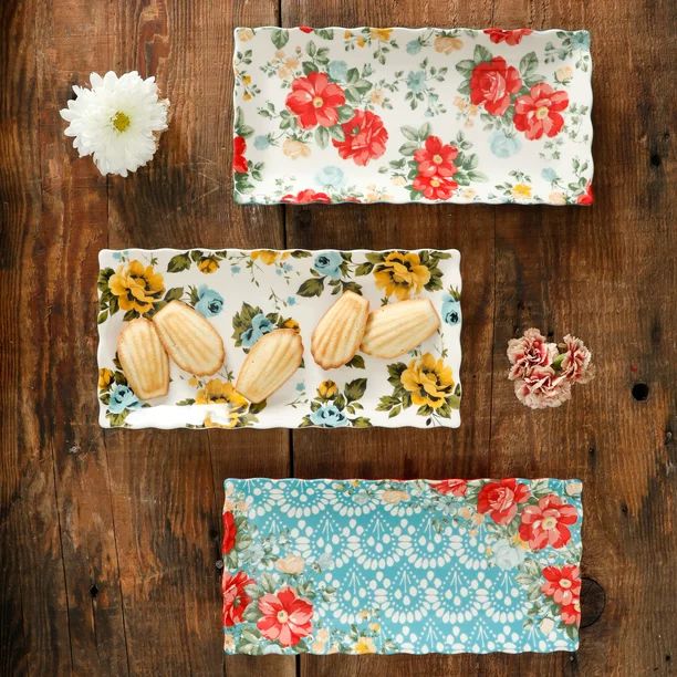 The Pioneer Woman Floral Medley 3-Piece Serving Platters | Walmart (US)