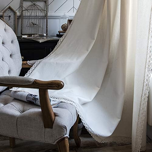 ColorBird Solid Color Semi-Blackout Window Curtains 2 Panels Farmhouse Cotton Linen Darkening Cur... | Amazon (US)