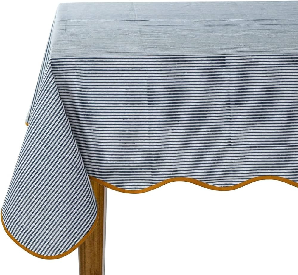 Ridhi Blue Stripe 60x60 Inches Square 100% Cotton Hand Block Print Washable Decorative Spring Sum... | Amazon (US)