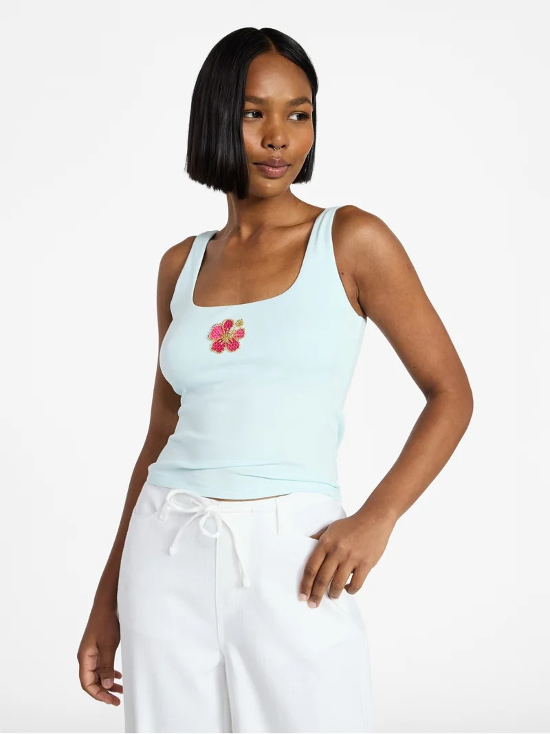 No Boundaries Embellished Tank Top, Women's XXS-XXL | Walmart (US)
