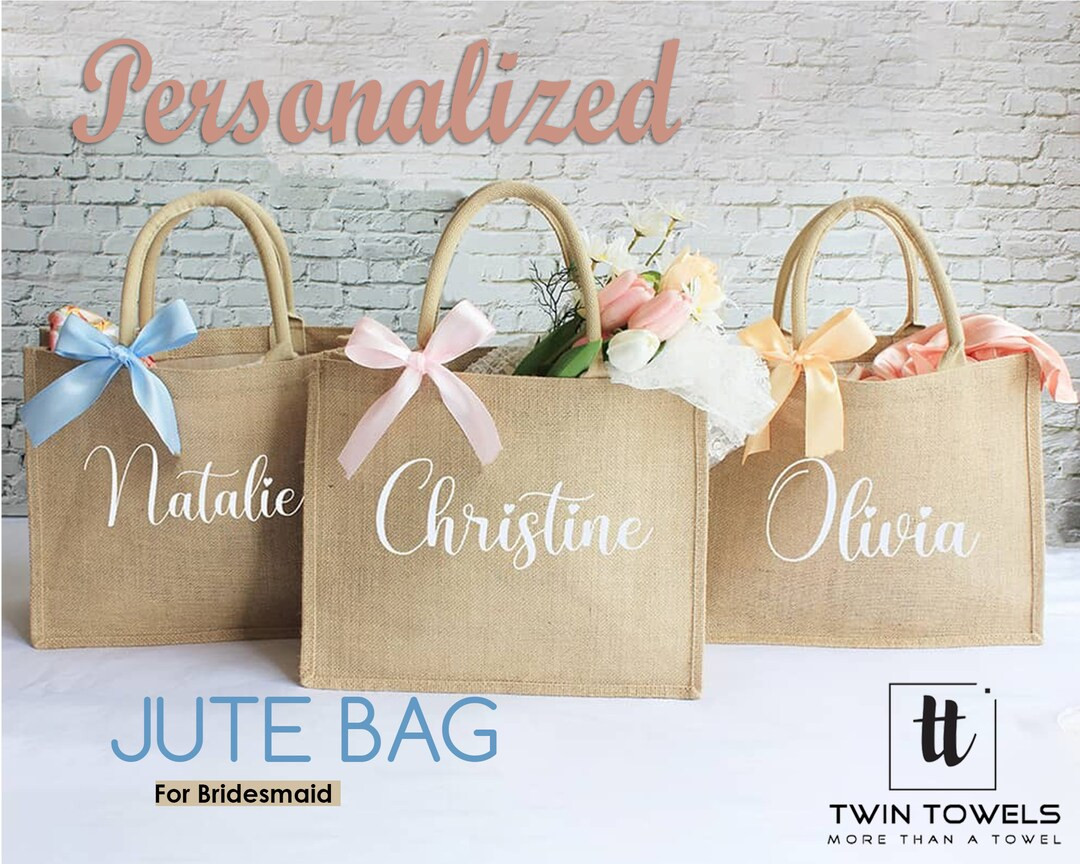 PERSONALIZED Tote Bag For Bridesmaid, Wedding Burlap Bag Gifts for Her, Bachelorette Party Favors... | Etsy (US)