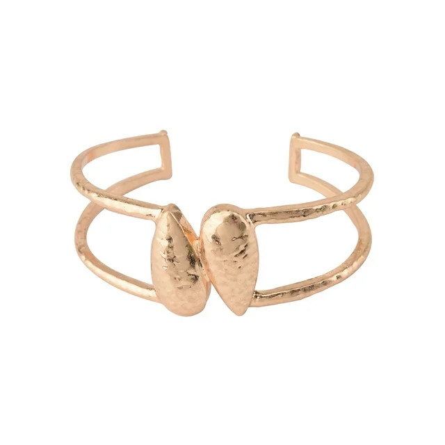 The Pioneer Woman Adult Female Gold-Tone Metal Textured Teardrop Cuff Bracelet | Walmart (US)