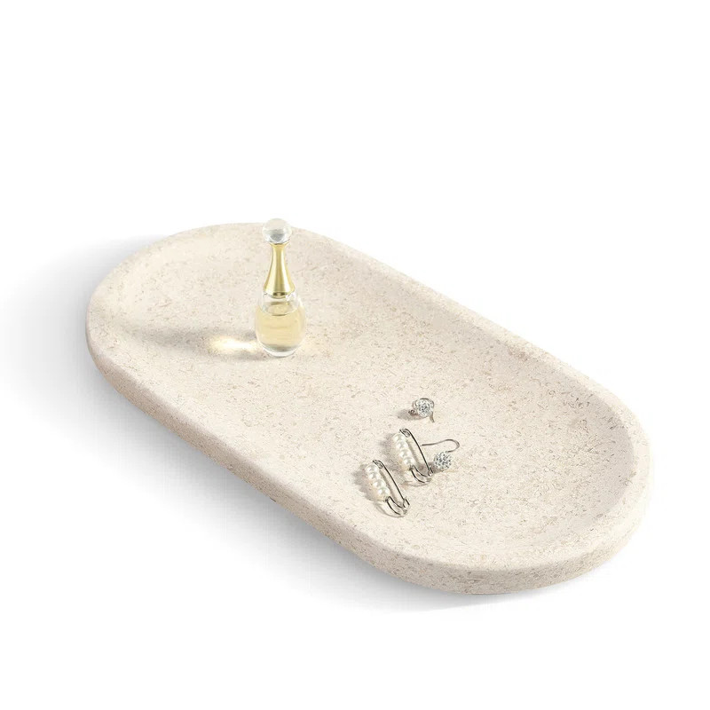 Guein Oval Natural Marble Tray | Wayfair North America