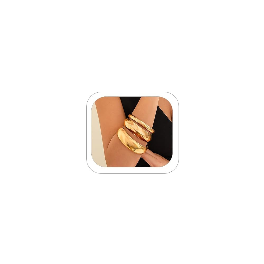 Chunky Gold Bangle Bracelets for Women Wide Bangle Cuff Bracelets Open Thick Bangles Bracelets Go... | Amazon (US)