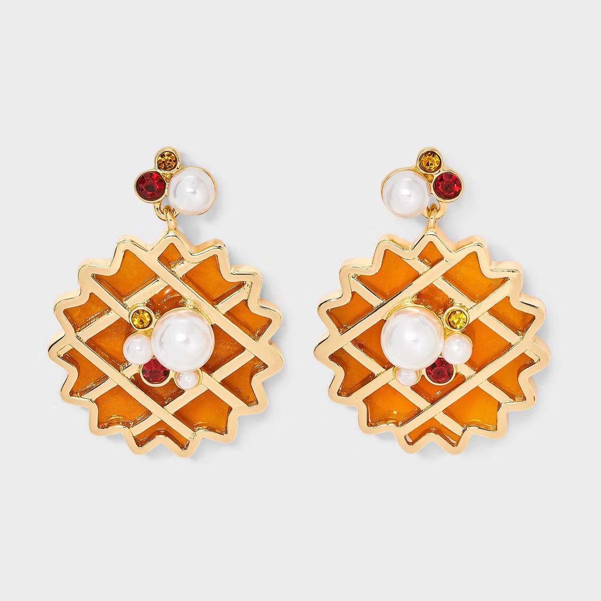 Thanksgiving Pumpkin Pie Drop Earrings - Gold/Brown | Target