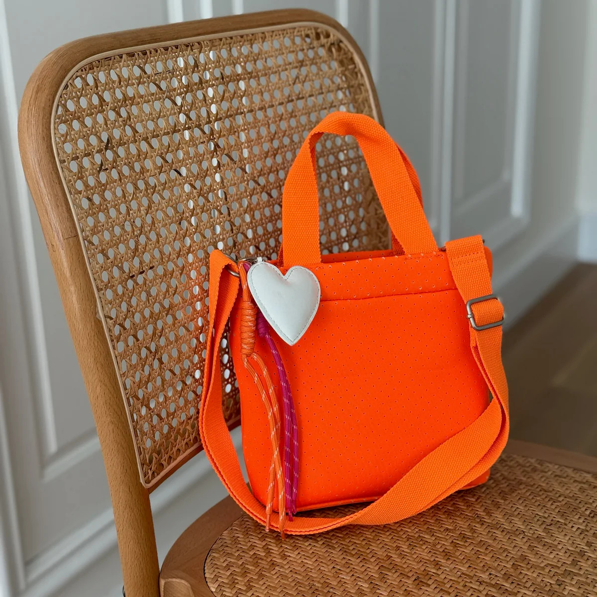 Trending Paracord Bag Charms - Heart with Orange and Pink NEW! | Quilted Koala