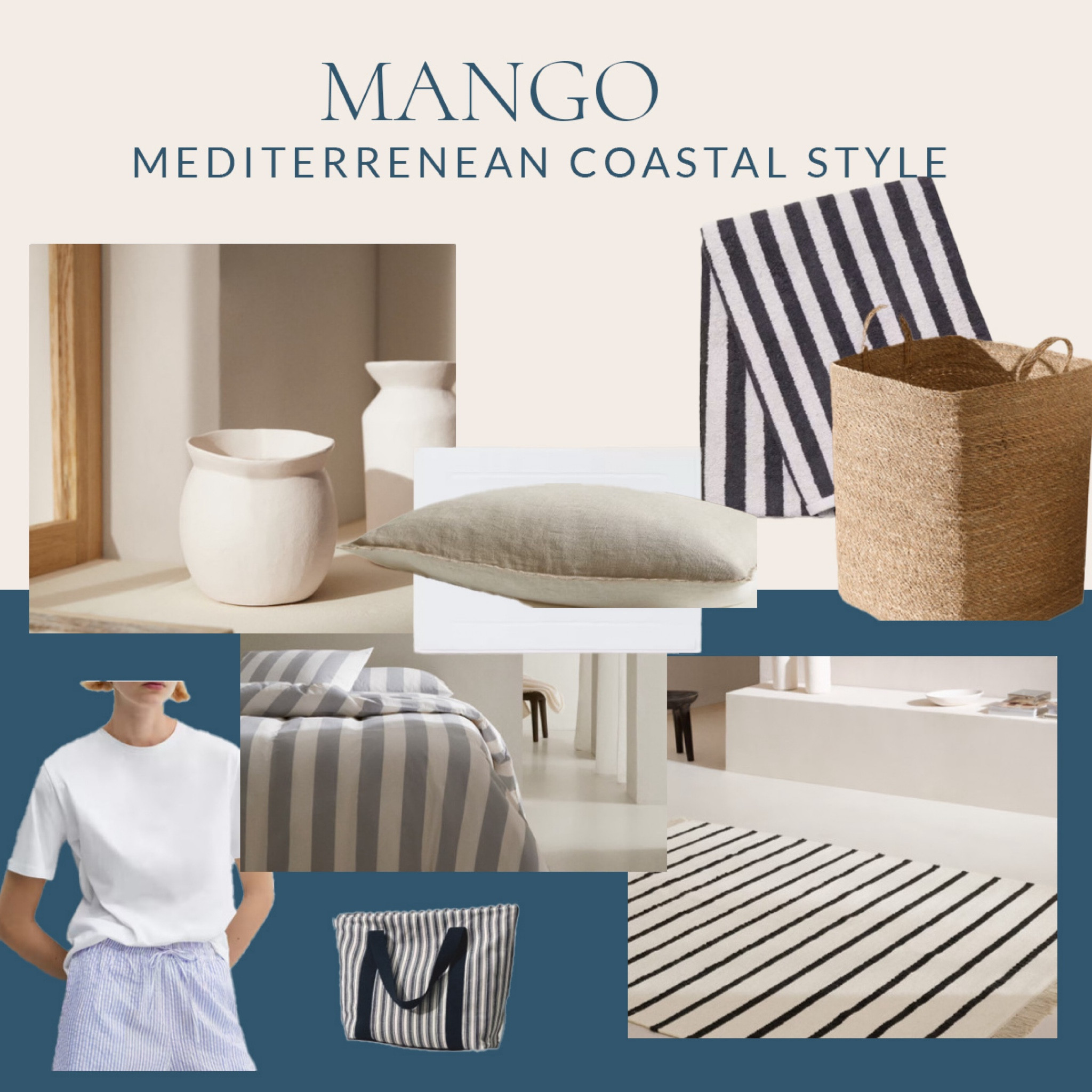 The latest Mango products perfectly capture the essence of Mediterranean coastal style. Striped towels and rugs, baskets and white vases, a bag, bath mat and pyjama shorts, all bring the seaside charm to your home!

#LTKeurope #LTKhome #LTKstyletip