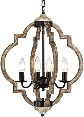 Modern Farmhouse Chandelier Handmade Wood Chandelier Oak Finish 4 Light Chandeliers Pendant Light... | Amazon (US)