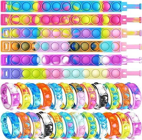 ZNNCO 30PCS Push Pop Pop Bubble Toy Fidget Bracelet, Durable and Adjustable, Multicolor Stress Re... | Amazon (US)
