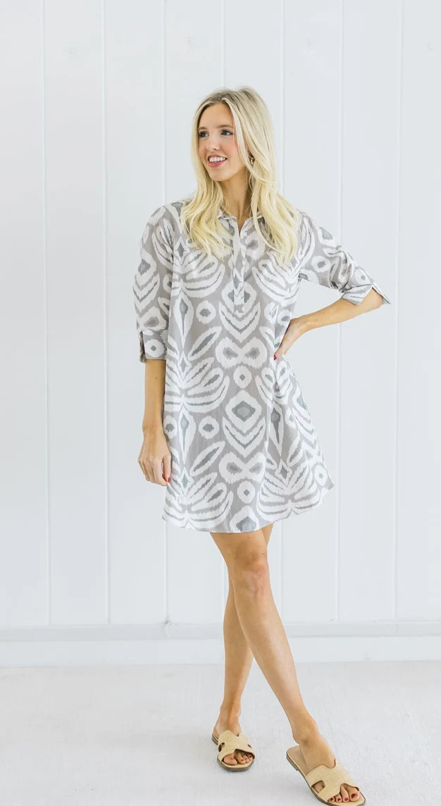 Sara Ikat Short Tunic - Neutral | navyBLEU LLC