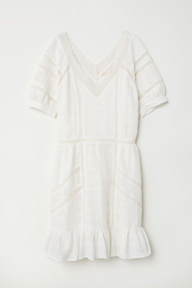 H & M - V-neck Cotton Dress - White | H&M (US + CA)