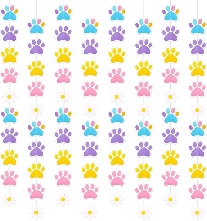 8 Pack Blue Dog Birthday Party Decorations, Cartoon Dog Paw Banners with Daisy Flowers, 5 ft Long... | Amazon (US)