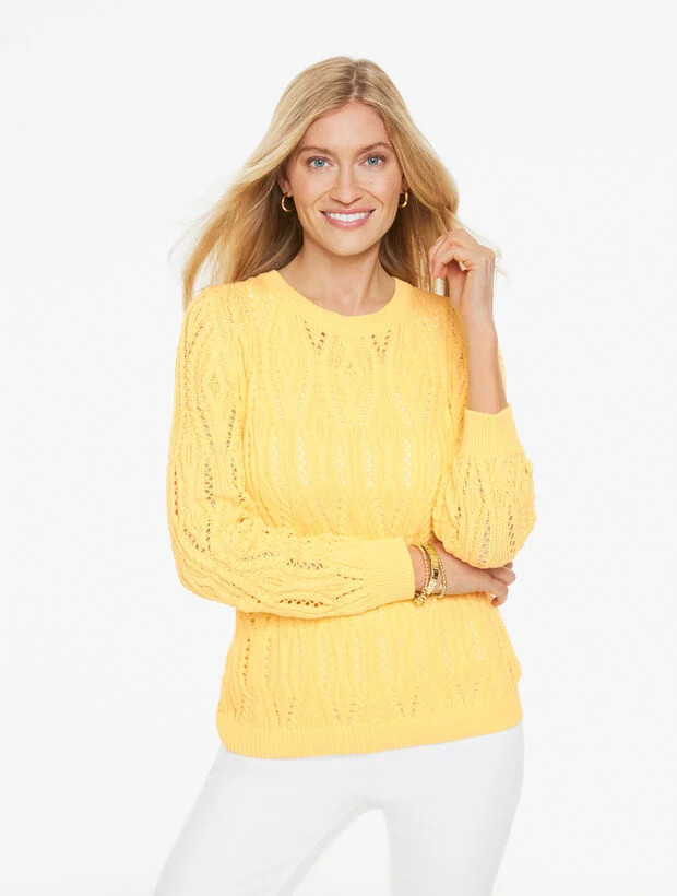 Open Stitch Boat-neck Sweater | Talbots