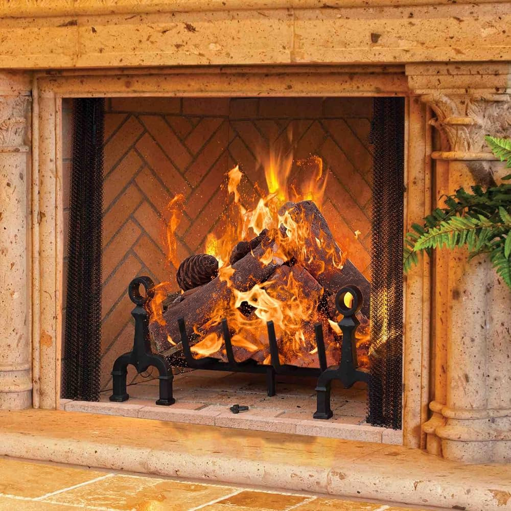 HAPPYGRILL Gas Fireplace Logs, 9 Piece Set of Ceramic Wood Logs for Indoor, Gas Inserts, Vented, ... | Amazon (US)