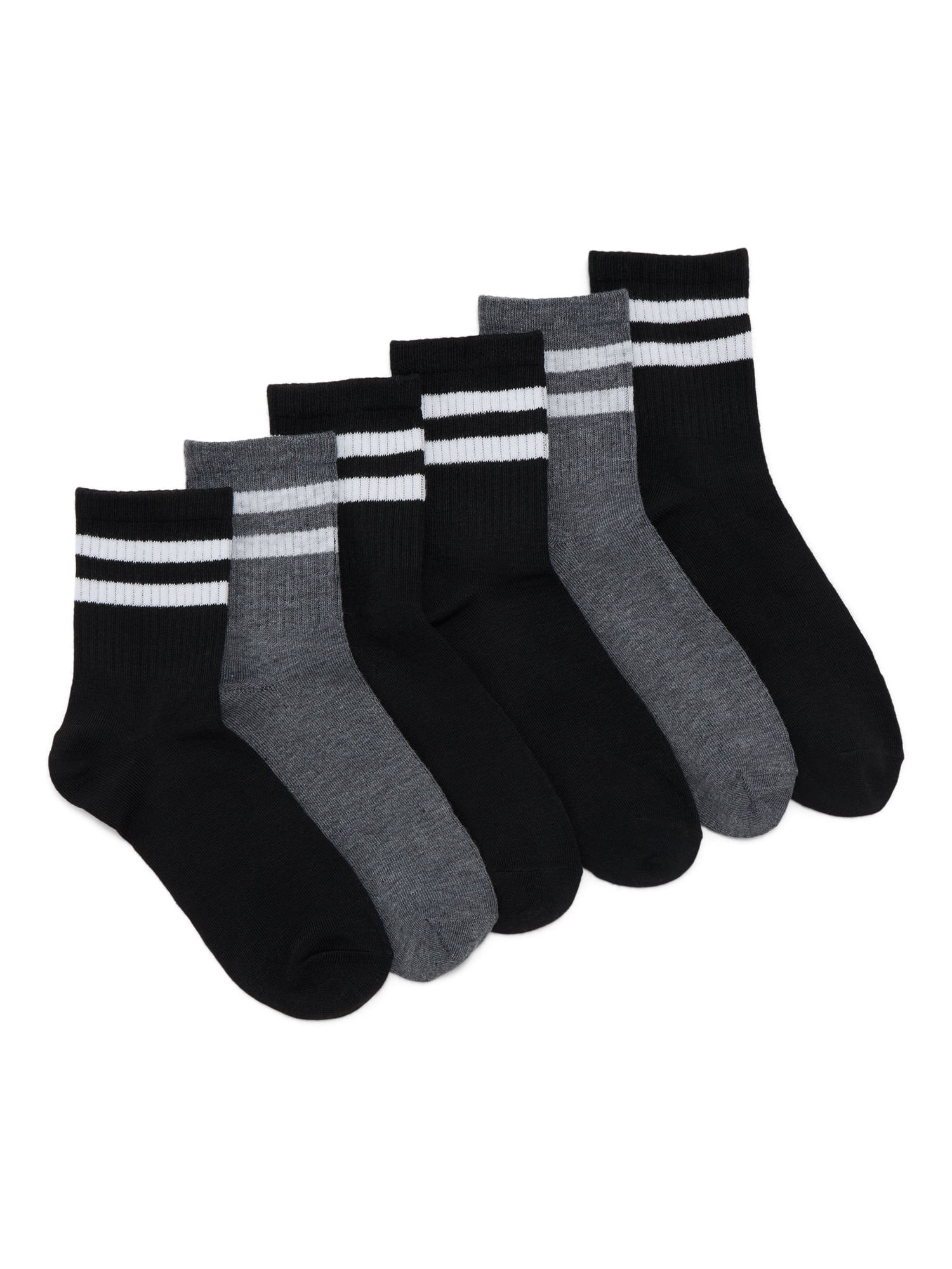 No Boundaries Ribbed Mid-Crew Socks, 6-Pack, Women's, Shoe Sizes 4-10 | Walmart (US)