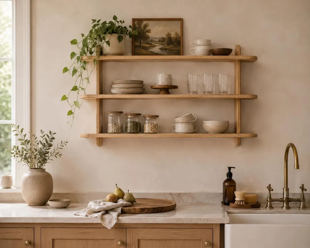 Natural Wooden Wall Shelf, Scandinavian Storage for Kitchen, Living Room or Bedroom | Etsy (Global)
