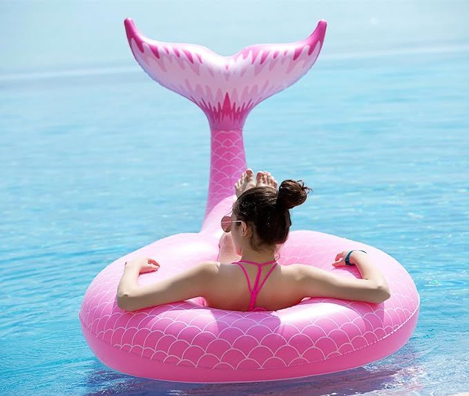Jasonwell Giant Inflatable Mermaid Tail Pool Float with Fast Valves Summer Beach Swimming Pool Pa... | Amazon (US)