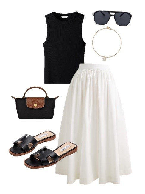 White maxi skirt outfit 
Summer outfit 
Preppy outfit 
Black sandals 
Amazon finds 
Aviator sunglasses 
White midi skirt 
Mini longchamp

#LTKSaleAlert #LTKSeasonal