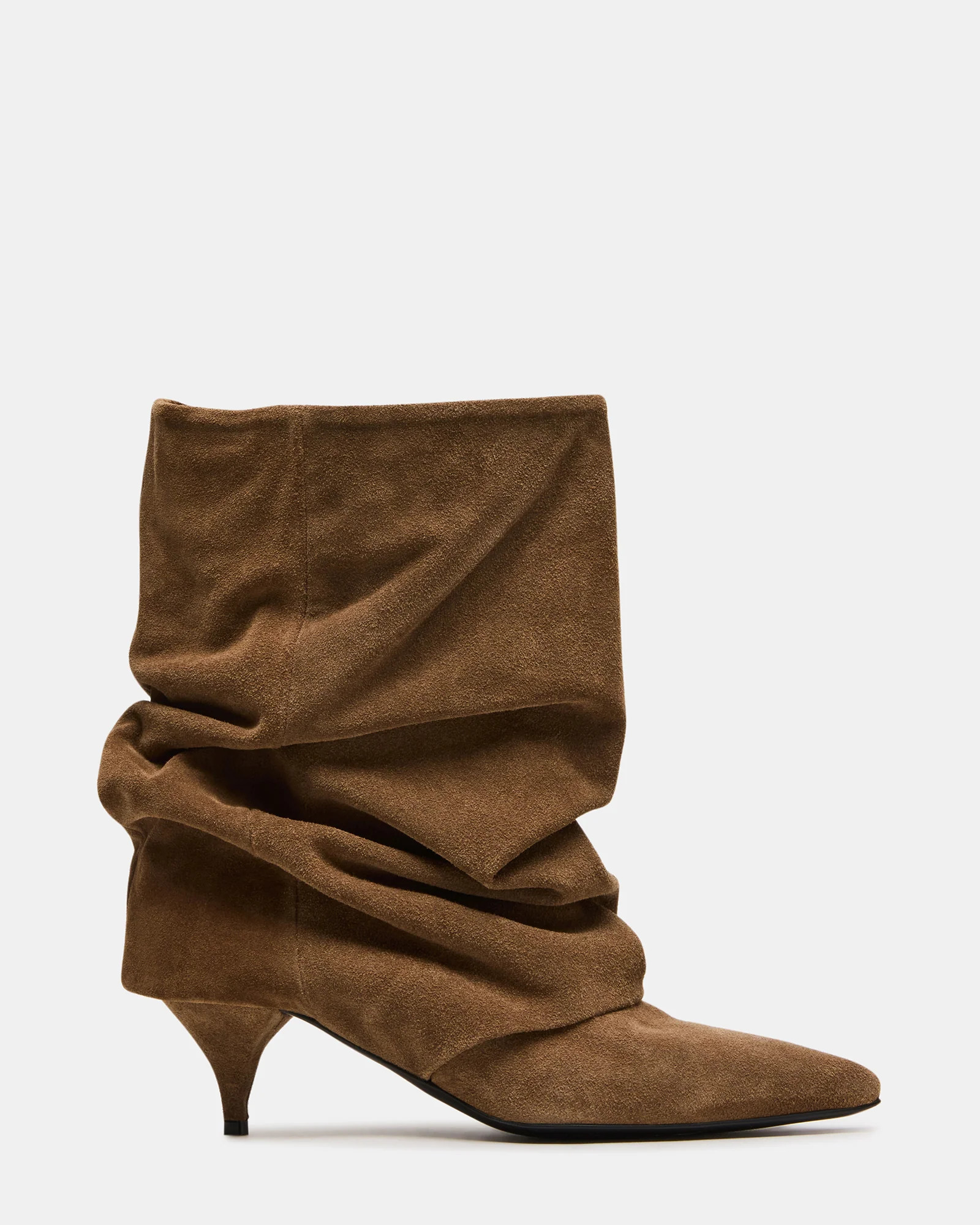 LENNOX Taupe Suede Pointed-Toe Foldover Booties | Women's Designer Shoes | Steve Madden (Canada)