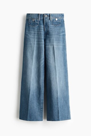 H & M - Wide High Waist Ankle Jeans - Blue | H&M (US + CA)