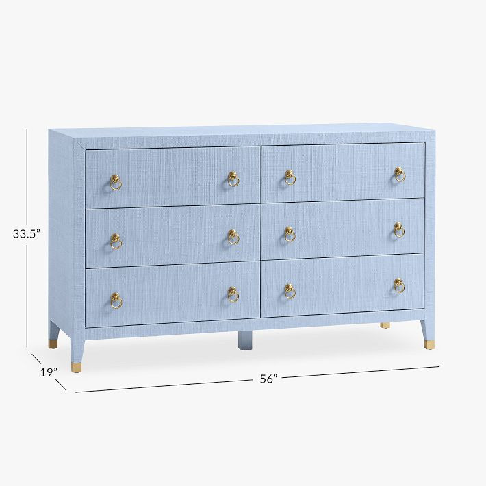 AERIN Raffia 6-Drawer Dresser (56w x 19d") | Pottery Barn Teen