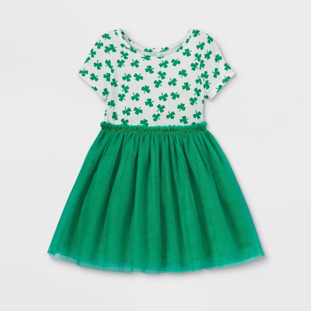 Toddler Girls' Shamrock Short Sleeve Tutu Dress - Cat & Jack™ Green | Target