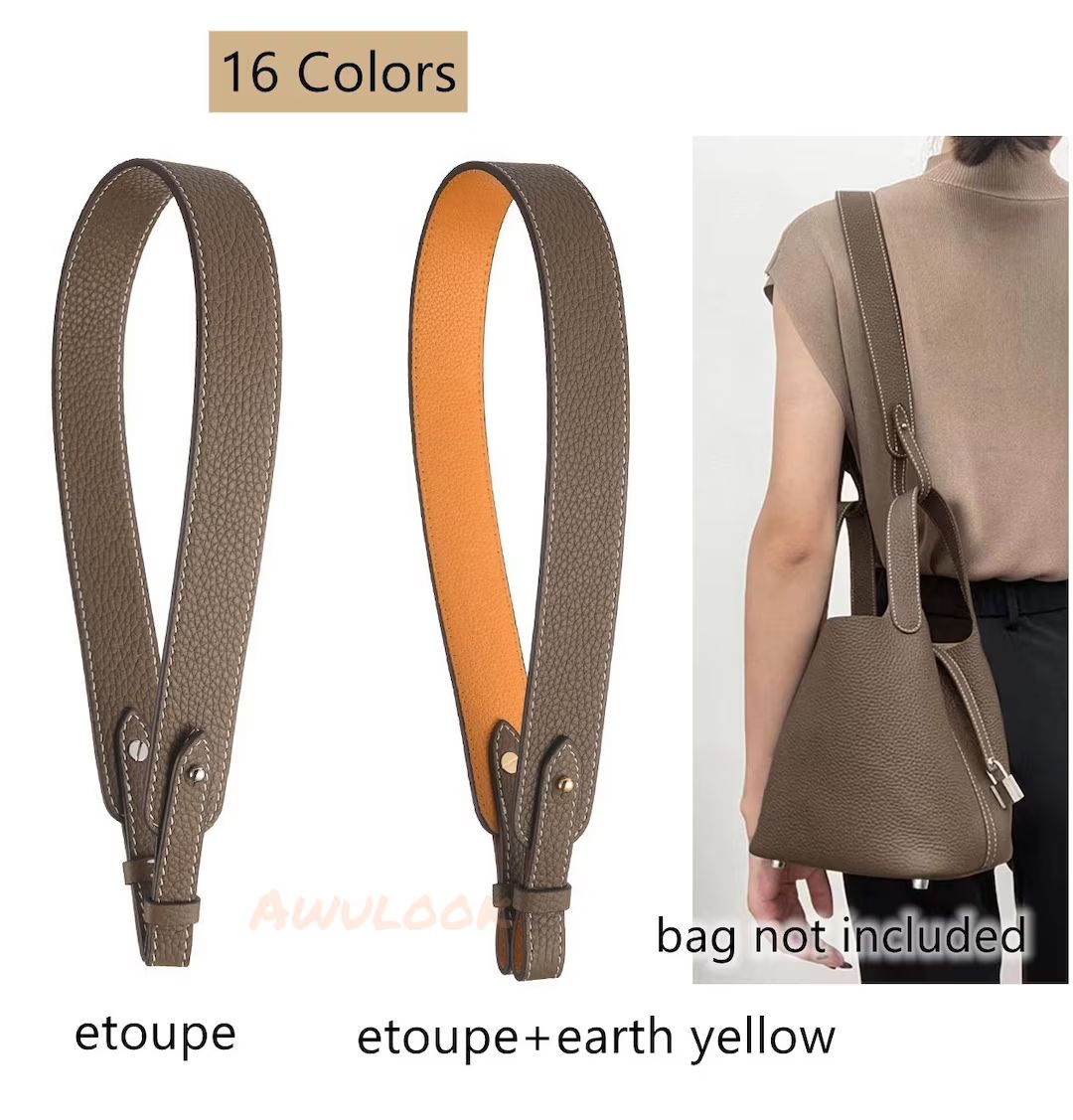 Togo Leather Shoulder Bag Strap for picotin/evelyne bag/kelly/other bags | Etsy (US)