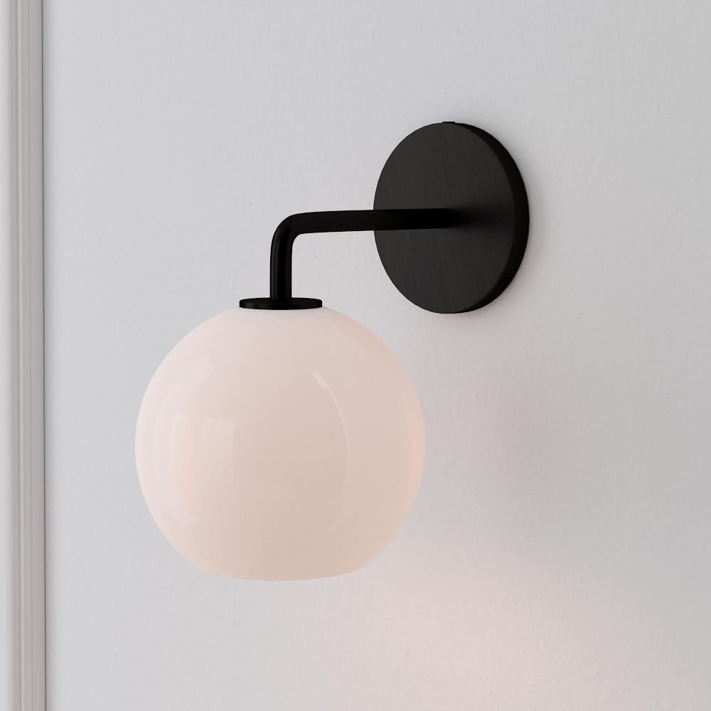 Sculptural Glass Globe Sconce - Milk | West Elm (US)